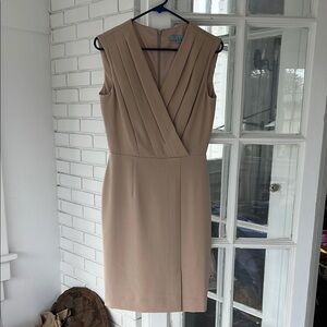 Antonio Melani Tan Pleated Midi Dress